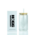 16oz Sublimatable Clear Glass Can Tumbler W/ Lid & Straw