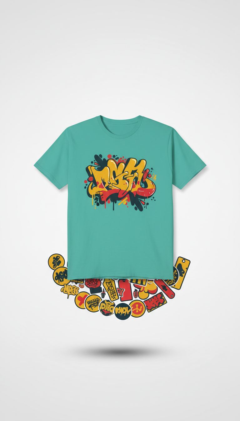 Vapor teal graffiti graphic t-shirt